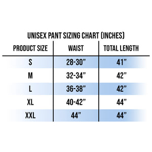 Brief Insanity Lounge Pants Sizing Chart